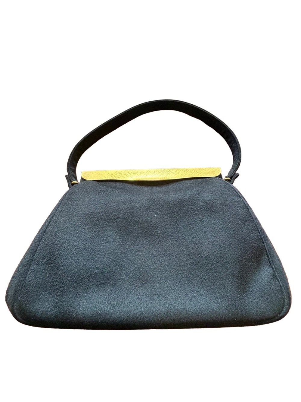 1950s 1960s Coblentz Original Black Suede Evening Bag Top Handle Vintage
